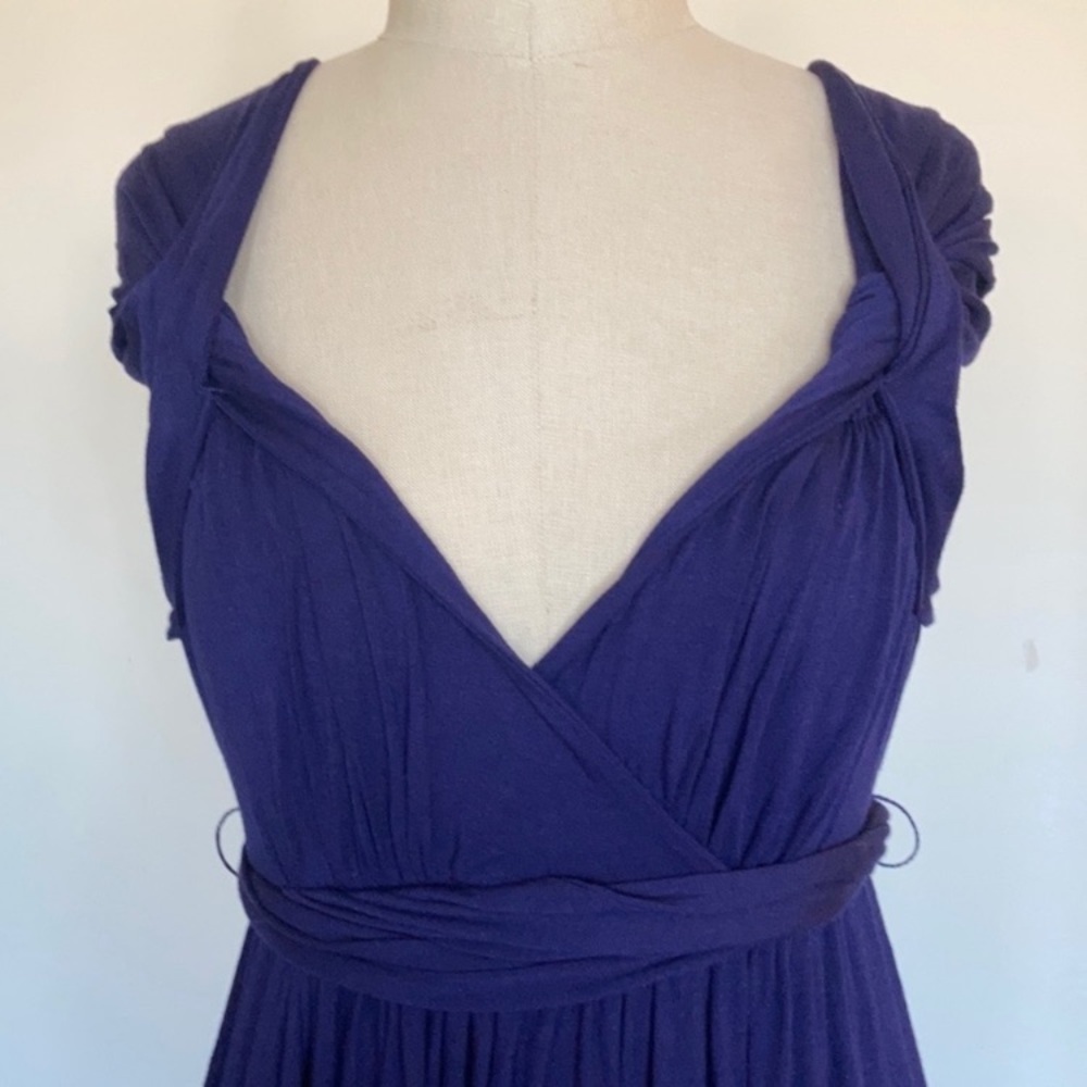 NWOT Anthropologie dress, draped, purple rayon with some spandex, never worn, S - Picture 3 of 14